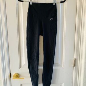 TLF Womens Black Tempo Ribbed Workout Activewear Athletic Tights Leggings | Med